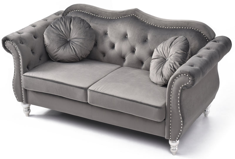 Glory Furniture Hollywood Dark Gray Velvet Fabric Loveseat