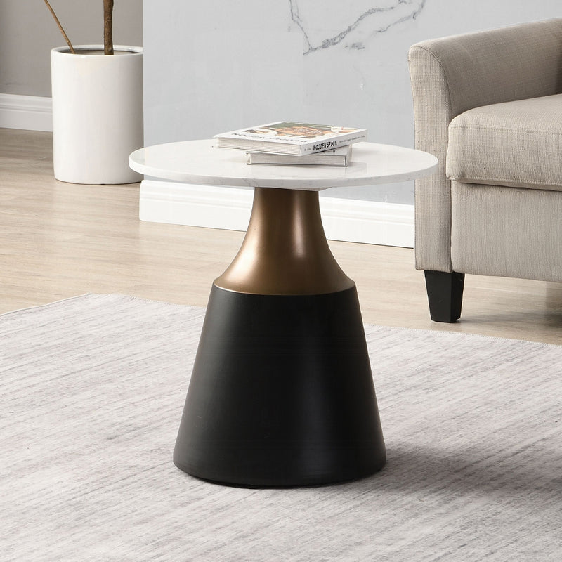 Acme Furniture Jaramillo White Natural Black End Table