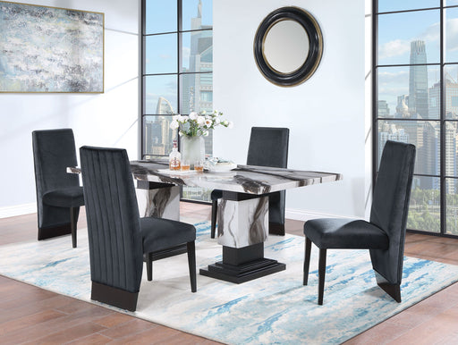 Global Furniture D12 Black Velvet White 5pc Dining Room Set