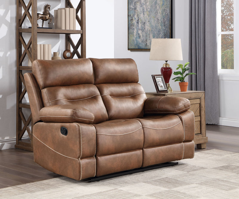 Steve Silver Rudger Chestnut Brown Manual Reclining Loveseat