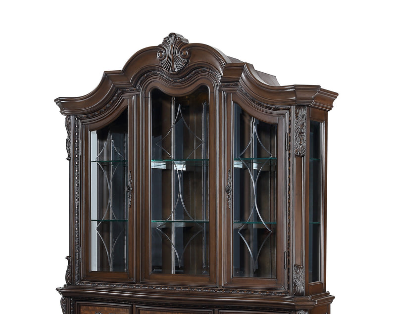 Crown Mark Kiera Coffee Brown Buffet and Hutch