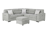 Global Furniture U9401 Nickel Sectional with 3 Pillows and Ottoman