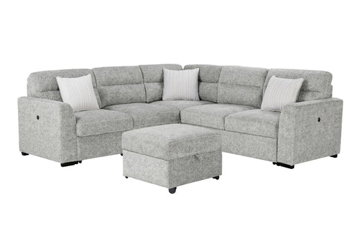 Global Furniture U9401 Nickel Sectional with 3 Pillows and Ottoman