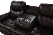 New Classic Furniture Kellen Brown Sofa with Dual Recliner and Drop Down Tray