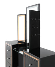 Glory Furniture Black 6 Drawers Vanity Table and Mirror