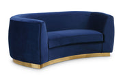 Meridian Furniture Julian Navy Velvet Gold Loveseat