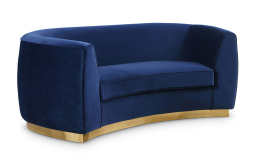 Meridian Furniture Julian Navy Velvet Gold Loveseat