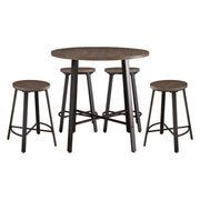Home Elegance Chevre Brown Black 5pc Counter Height Set