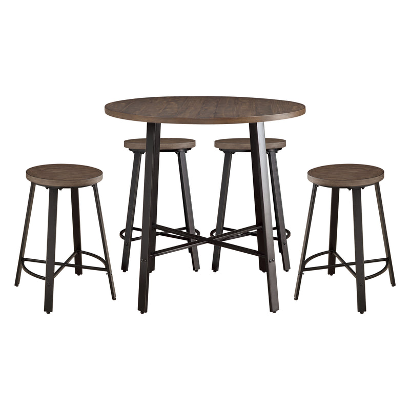 Home Elegance Chevre Brown Black 5pc Counter Height Set