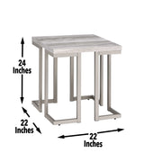 Steve Silver David White Grey End Table