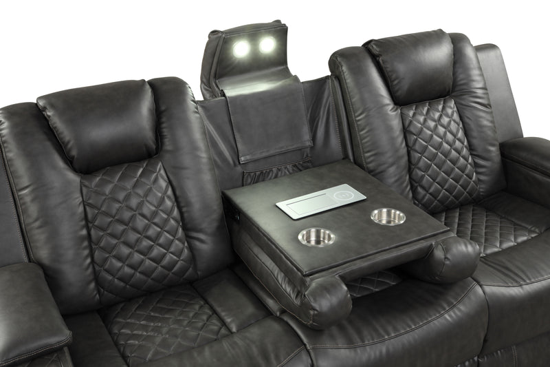 Galaxy Home Benz Brown LED Power Reclining 2pc Living Room Set