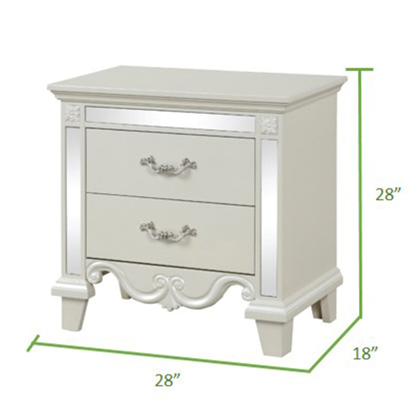 Galaxy Home Milan White Mirror Framed Nightstand