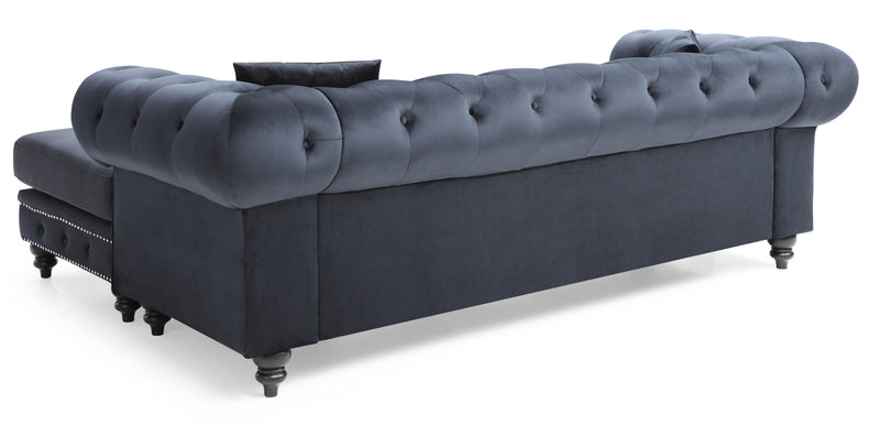 Glory Furniture Nola Dark Gray Velvet Reversible Sectional