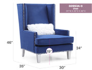 Glory Furniture Wilshire Blue Velvet Chair
