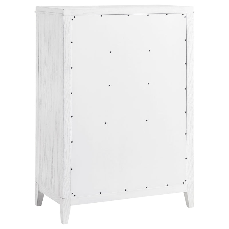 Coaster Furniture Marielle Distressed White 5 Drawer Chest