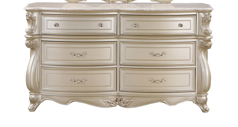 New Classic Furniture Monique Champagne Dresser with Marble Top