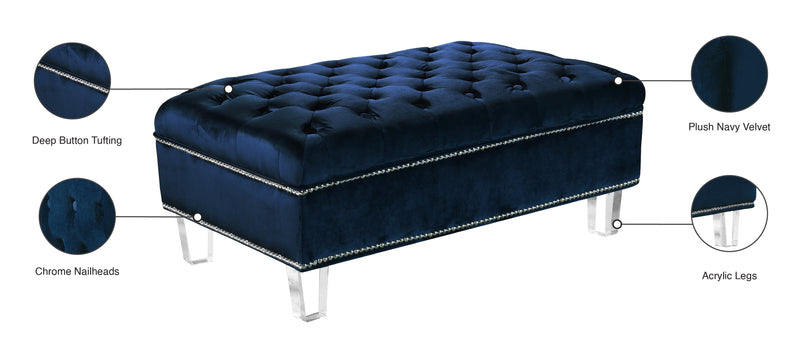 Meridian Furniture Lucas Grey Velvet Ottoman