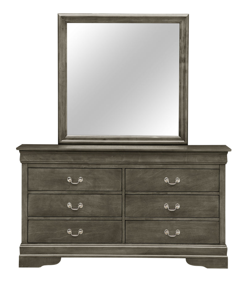 Glory Furniture Louis Phillipe Traditional Black Dresser and Mirror