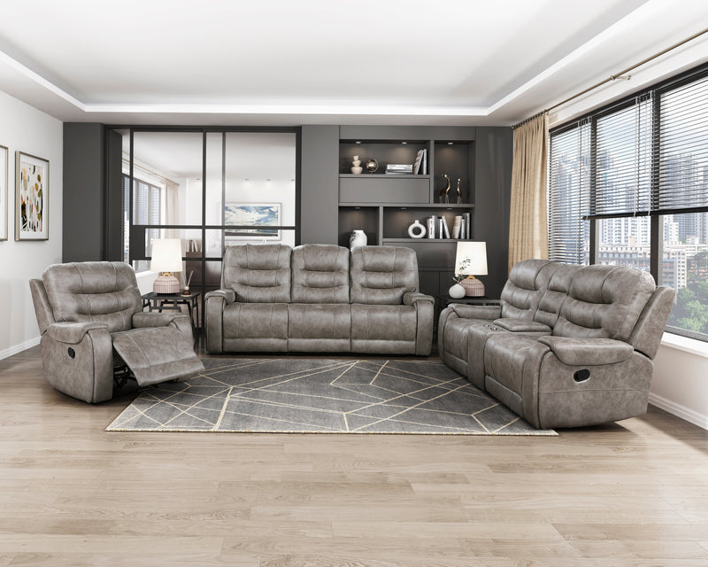 Home Elegance Oberon Dark Gray Double Reclining Sofa