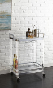 Steve Silver Aerin Gold Chrome Server Cart
