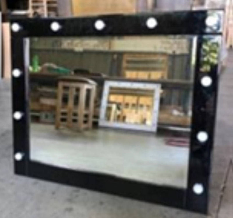 Crown Mark Avery Black Vanity Desk and Mirror