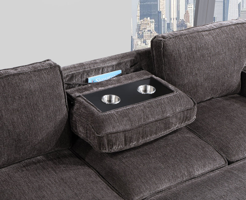 Global Furniture U0203 Dark Grey Reversible Pull Out Sofa Bed