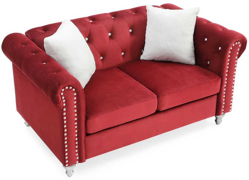Glory Furniture Raisa Pink Velvet Loveseat