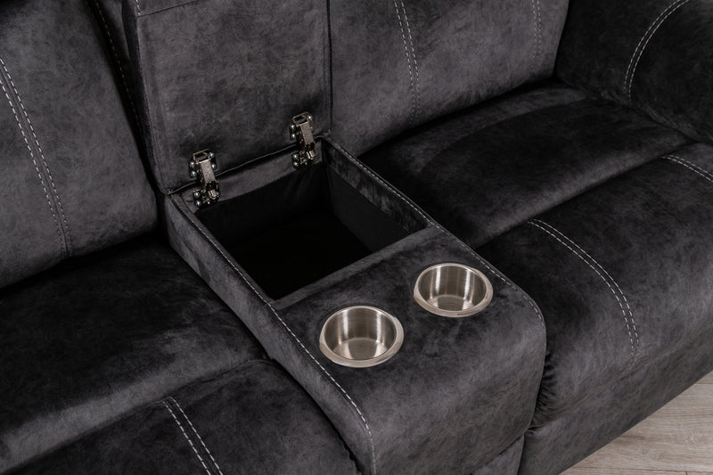 Global Furniture U7303 Domino Granite Console Reclining Loveseat with Drawer