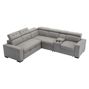 Home Elegance Farrah Gray 3pc Sectional with Pull Out Bed and Console