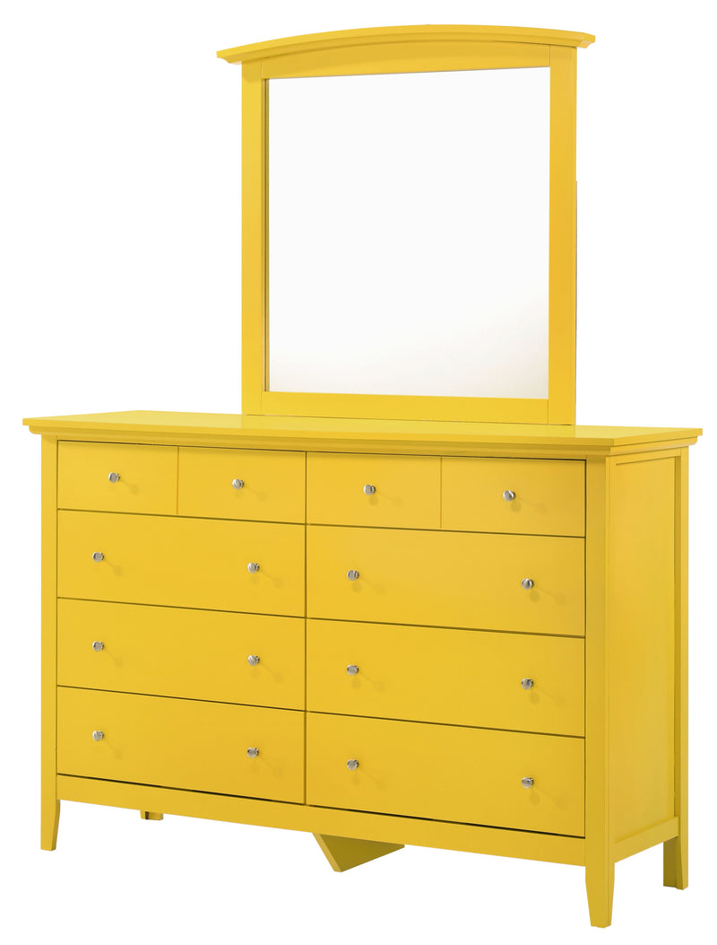 Glory Furniture Hammond Yellow Dresser and Mirror