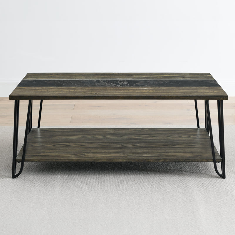 Steve Silver Harper Brown Cocktail Table with Sintered Stone Inlay