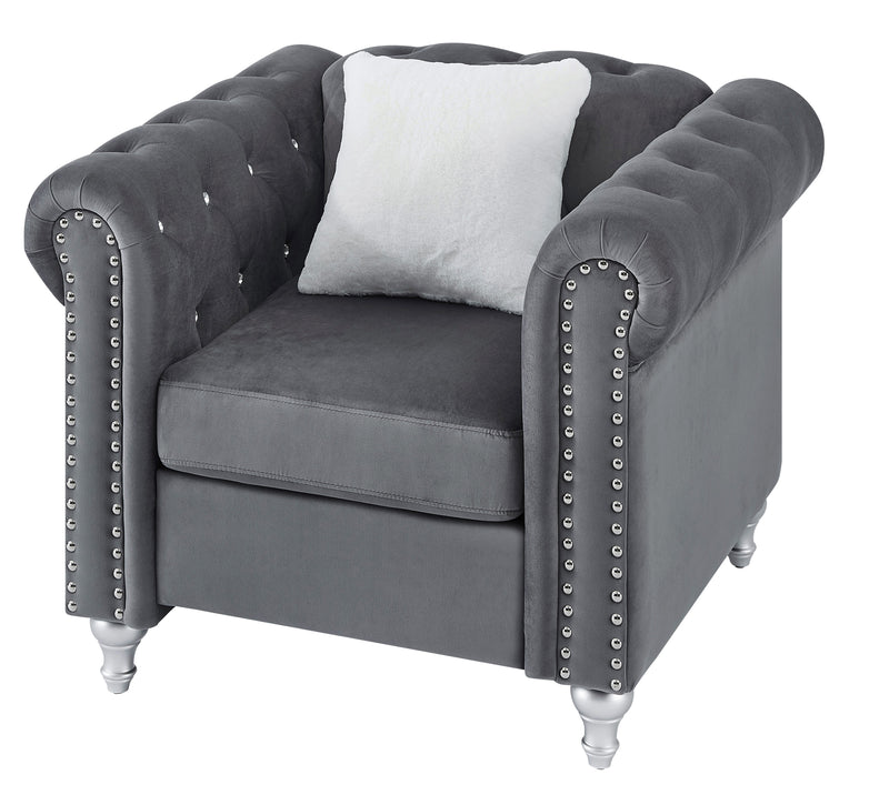Glory Furniture Raisa Navy Blue Velvet Chair