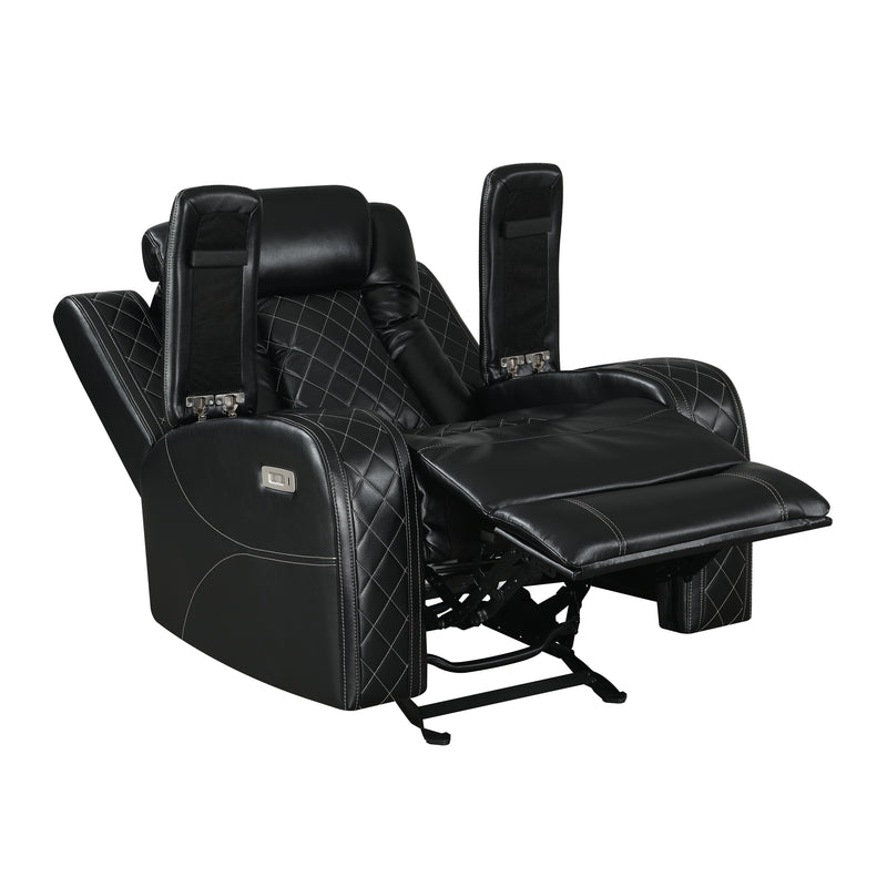 New Classic Furniture Orion II Black Glider Recliner with Power Footrest and Headrest