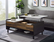 Acme Furniture Axel White Walnut Black Lift Top Coffee Table