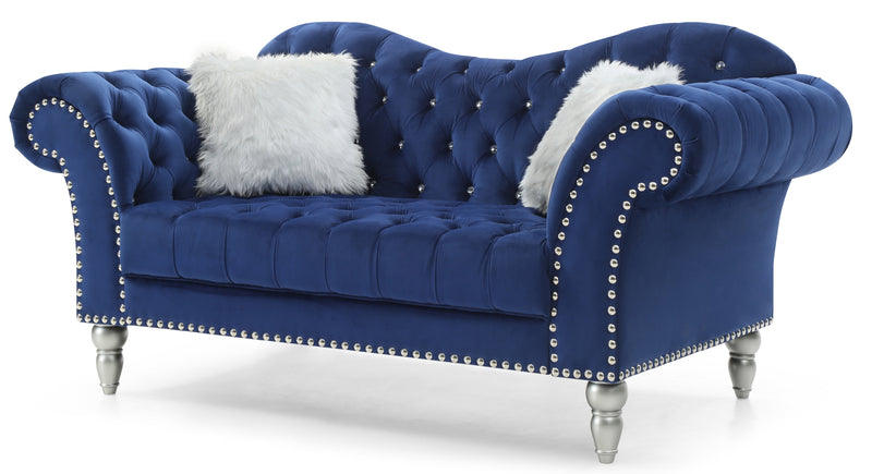 Glory Furniture Wilshire Blue Velvet Loveseat