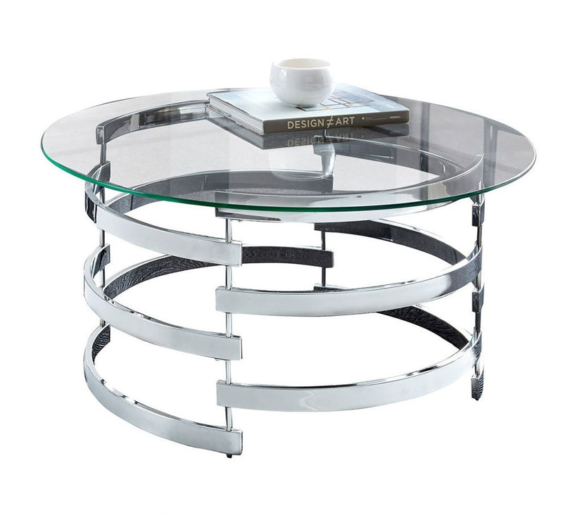 Steve Silver Tayside Clear Chrome Cocktail Table