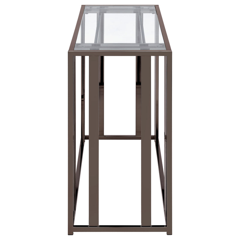 Coaster Furniture Adri Clear Black Rectangular Glass Top Sofa Table