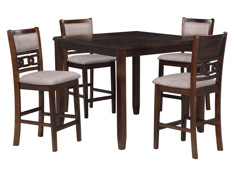 New Classic Furniture Gia Cherry 42 Inch Square 5pc Counter Height Set