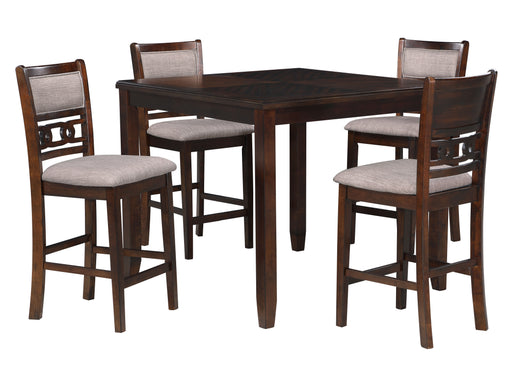 New Classic Furniture Gia Cherry 42 Inch Square 5pc Counter Height Set