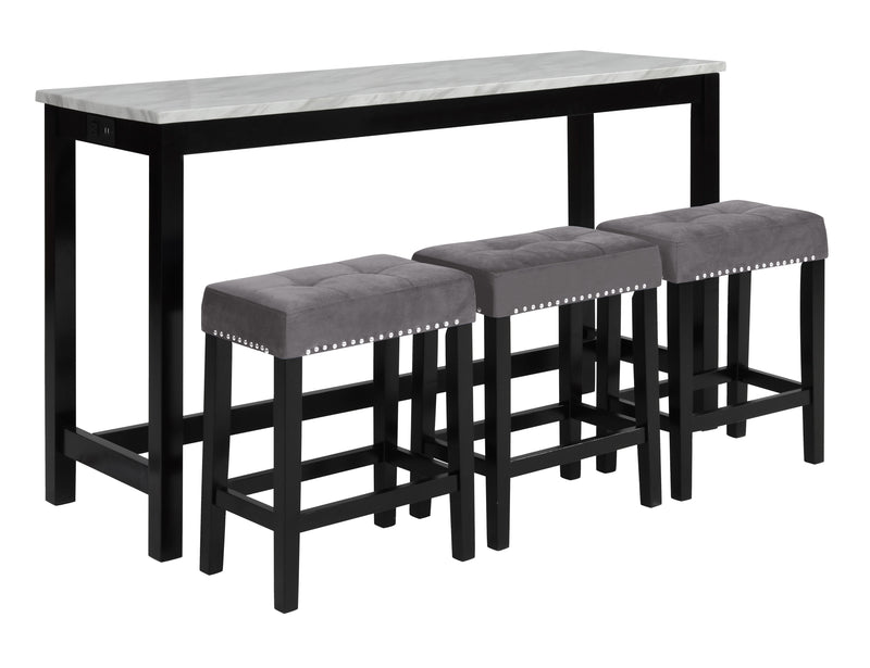 New Classic Furniture Celeste Gray 4pc Theater Bar Table Set