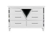 Global Furniture Marco Metallic White Dresser with LED 3D Mirror
