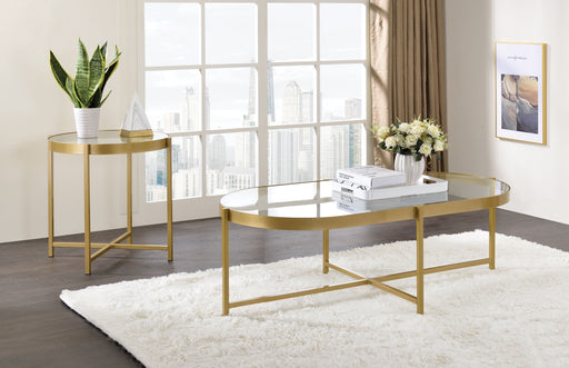 Acme Furniture Charrot Clear Gold 3pc Coffee Table Set