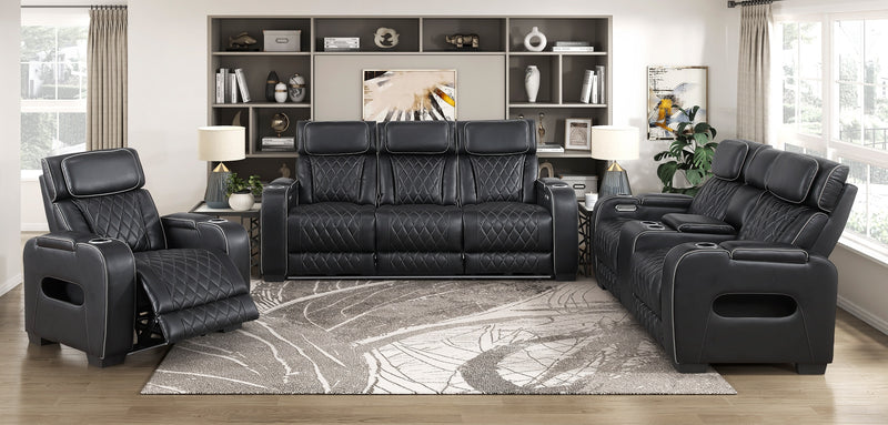 Home Elegance Fairway Black Power 3pc Living Room Set