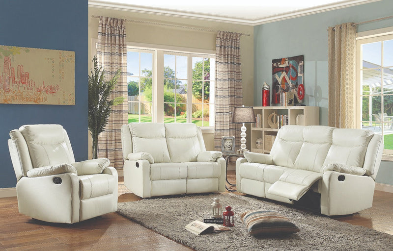 Glory Furniture Ward Pearl Faux Leather 3pc Living Room Set