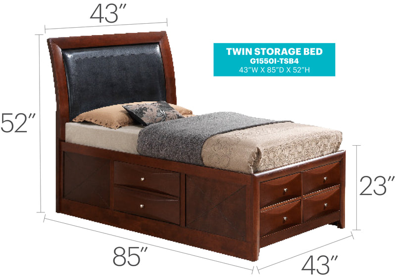 Glory Furniture Marilla White Twin Storage Bed