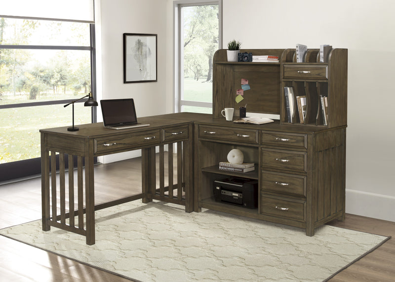 Home Elegance Blanche Brown Desk with Hutch