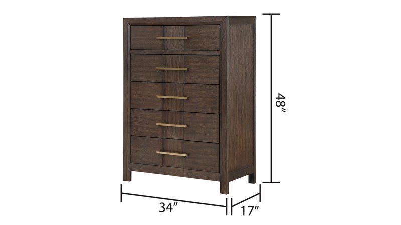 Galaxy Home Kenzo Walnut 5 Drawer Chest