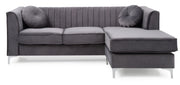 Glory Furniture Delray Gray Velvet Microsuede Sofa Chaise