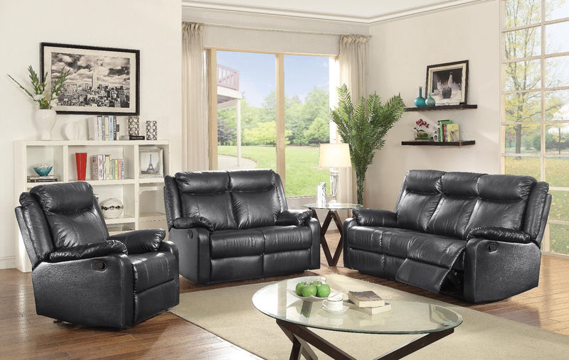 Glory Furniture Ward Black Faux Leather 3pc Living Room Set