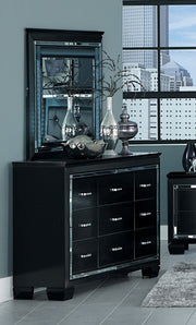 Home Elegance Allura Black Dresser and Mirror